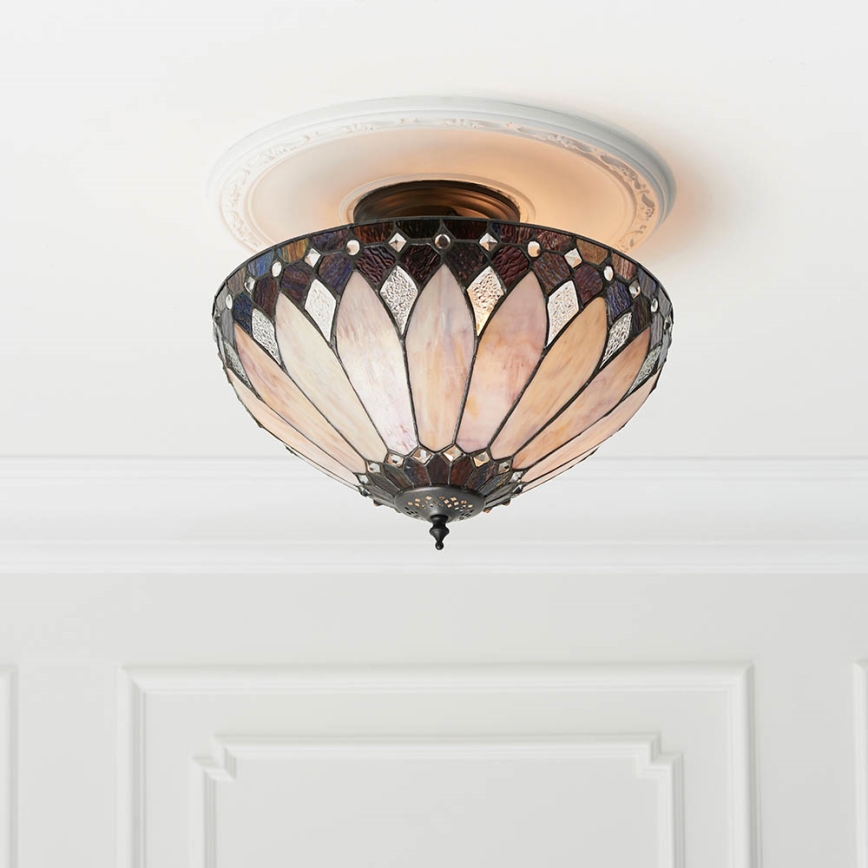 Endon 63978 - Pintakiinnitteinen Tiffany-kattovalaisin BROOKLYN, 3xE27/60W/230V, halkaisija 40 cm