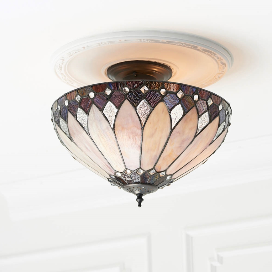 Endon 63978 - Pintakiinnitteinen Tiffany-kattovalaisin BROOKLYN, 3xE27/60W/230V, halkaisija 40 cm
