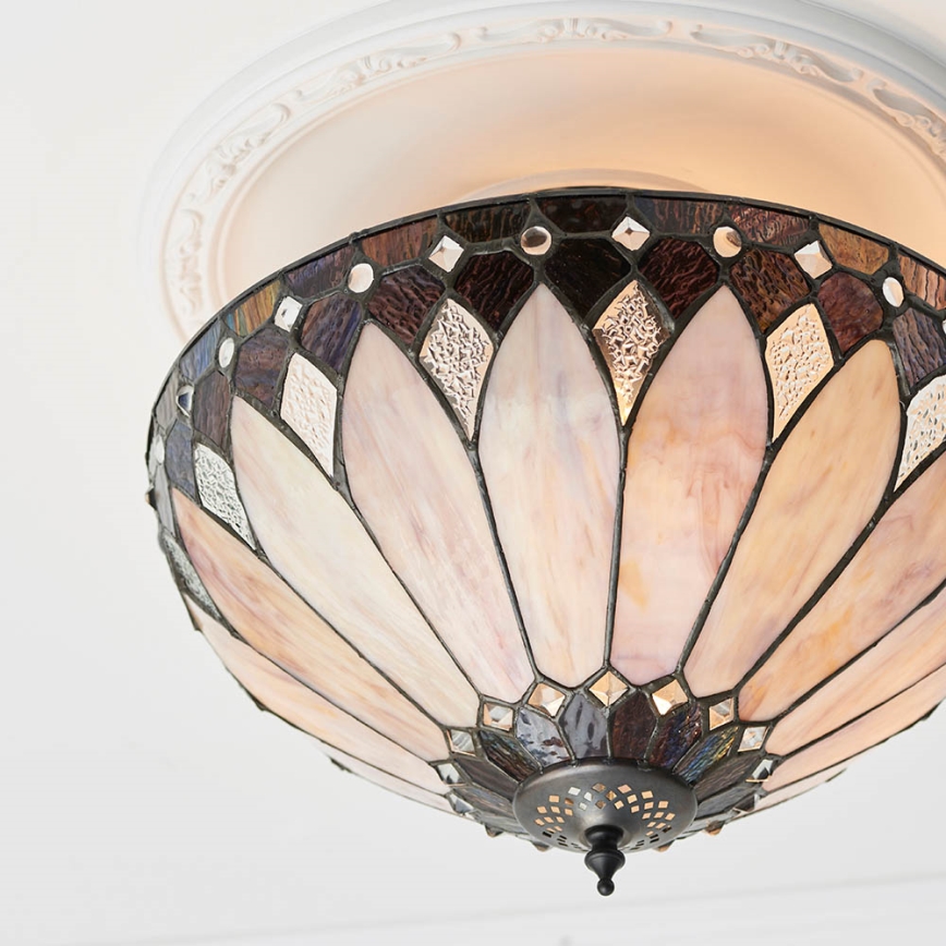 Endon 63978 - Pintakiinnitteinen Tiffany-kattovalaisin BROOKLYN, 3xE27/60W/230V, halkaisija 40 cm