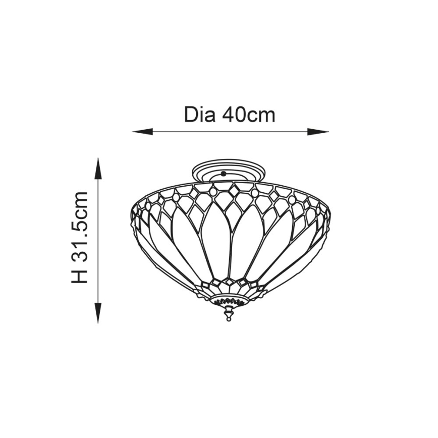 Endon 63978 - Pintakiinnitteinen Tiffany-kattovalaisin BROOKLYN, 3xE27/60W/230V, halkaisija 40 cm