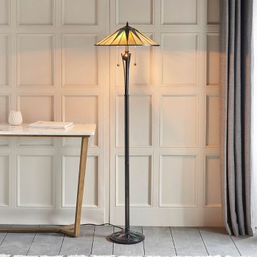 Endon 64041 - Tiffany DARK STAR lattiavalaisin 2xE27/60W/230V, halkaisija 49 cm