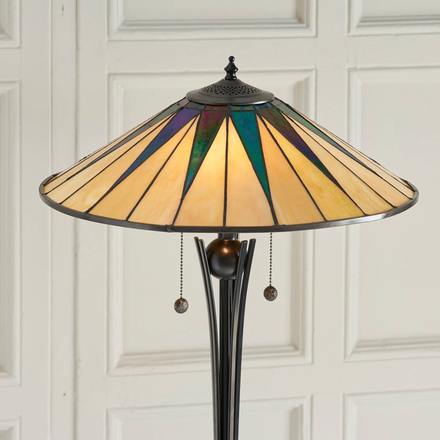 Endon 64041 - Tiffany DARK STAR lattiavalaisin 2xE27/60W/230V, halkaisija 49 cm