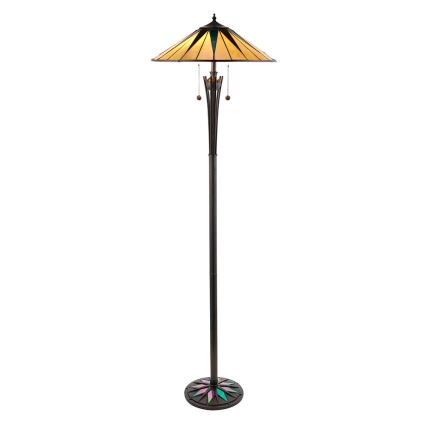 Endon 64041 - Tiffany DARK STAR lattiavalaisin 2xE27/60W/230V, halkaisija 49 cm