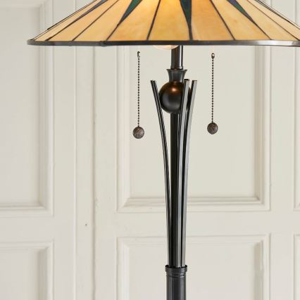 Endon 64041 - Tiffany DARK STAR lattiavalaisin 2xE27/60W/230V, halkaisija 49 cm