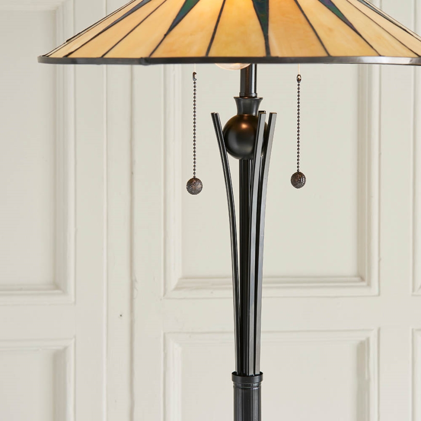 Endon 64041 - Tiffany DARK STAR lattiavalaisin 2xE27/60W/230V, halkaisija 49 cm
