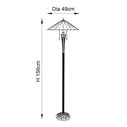 Endon 64041 - Tiffany DARK STAR lattiavalaisin 2xE27/60W/230V, halkaisija 49 cm