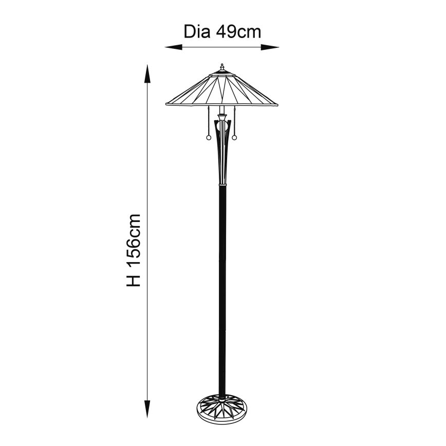 Endon 64041 - Tiffany DARK STAR lattiavalaisin 2xE27/60W/230V, halkaisija 49 cm