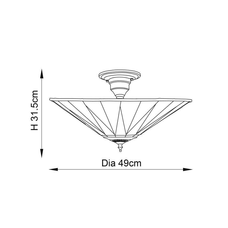 Endon 64043 - Pintakiinnitteinen Tiffany DARK STAR -kattokruunu 3xE27/60W/230V, halkaisija 49 cm