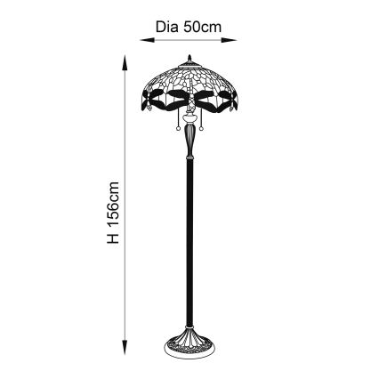 Endon 64070 - Lattiavalaisin Tiffany DRAGONFLY, 2xE27/60W/230V, halkaisija 50 cm