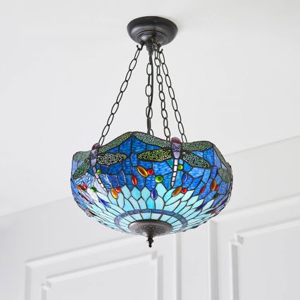 Endon 64075 - Tiffany-tyylinen riippuvalaisin ketjulla DRAGONFLY 3xE27/60W/230V, Ø 41 cm
