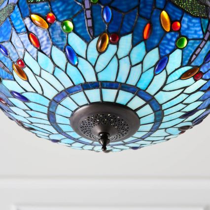Endon 64075 - Tiffany-tyylinen riippuvalaisin ketjulla DRAGONFLY 3xE27/60W/230V, Ø 41 cm