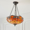 Endon 64076 - Tiffany DRAGONFLY - riippuvalaisin ketjulla, 3 x E27, max. 60 W/lamppu, 230 V, halkaisija 41 cm