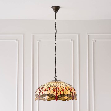 Endon 64079 - Tiffany DRAGONFLY - riippuvalaisin ketjulla, 3xE27/60W/230V, Ø 50 cm