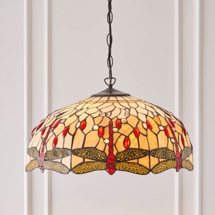 Endon 64079 - Tiffany DRAGONFLY - riippuvalaisin ketjulla, 3xE27/60W/230V, Ø 50 cm