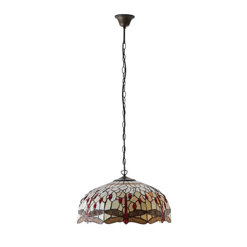 Endon 64079 - Tiffany DRAGONFLY - riippuvalaisin ketjulla, 3xE27/60W/230V, Ø 50 cm