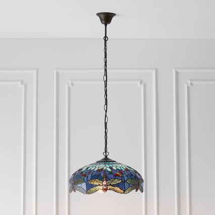 Endon 64080 - Tiffany DRAGONFLY riippuvalaisin ketjulla 3xE27/60W/230V Ø 41 cm