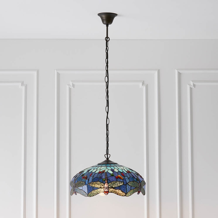 Endon 64080 - Tiffany DRAGONFLY riippuvalaisin ketjulla 3xE27/60W/230V Ø 41 cm