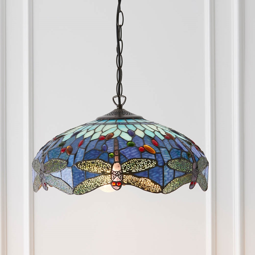 Endon 64080 - Tiffany DRAGONFLY riippuvalaisin ketjulla 3xE27/60W/230V Ø 41 cm
