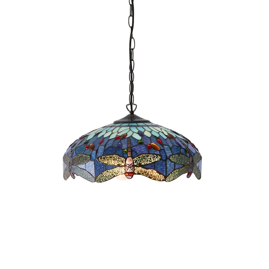 Endon 64080 - Tiffany DRAGONFLY riippuvalaisin ketjulla 3xE27/60W/230V Ø 41 cm