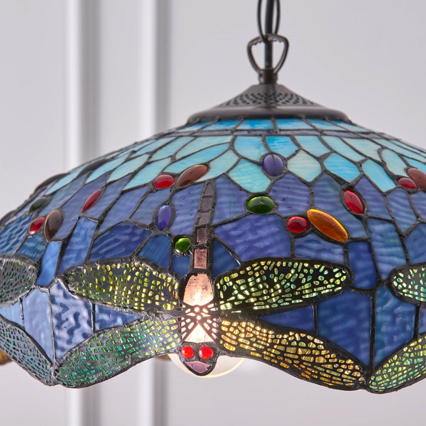 Endon 64080 - Tiffany DRAGONFLY riippuvalaisin ketjulla 3xE27/60W/230V Ø 41 cm
