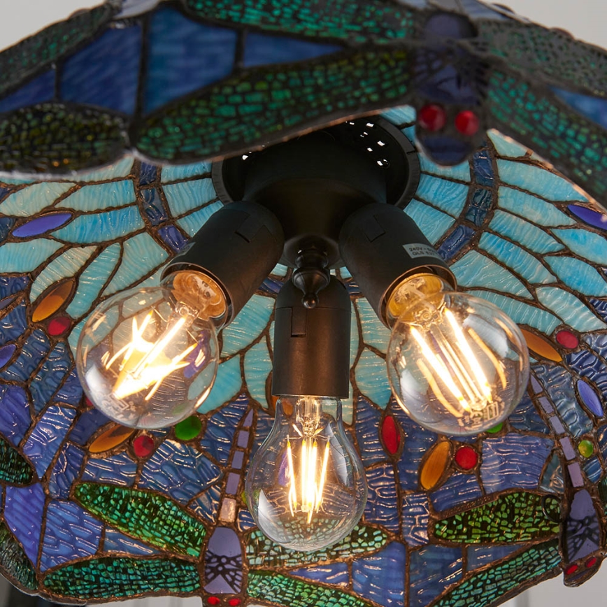 Endon 64080 - Tiffany DRAGONFLY riippuvalaisin ketjulla 3xE27/60W/230V Ø 41 cm