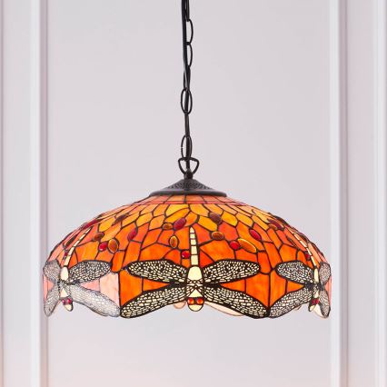 Endon 64081 - Riippuvalaisin ketjulla Tiffany DRAGONFLY 3xE27/60W/230V Ø 41 cm