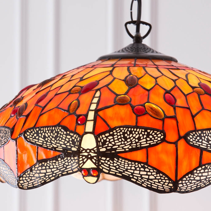 Endon 64081 - Riippuvalaisin ketjulla Tiffany DRAGONFLY 3xE27/60W/230V Ø 41 cm