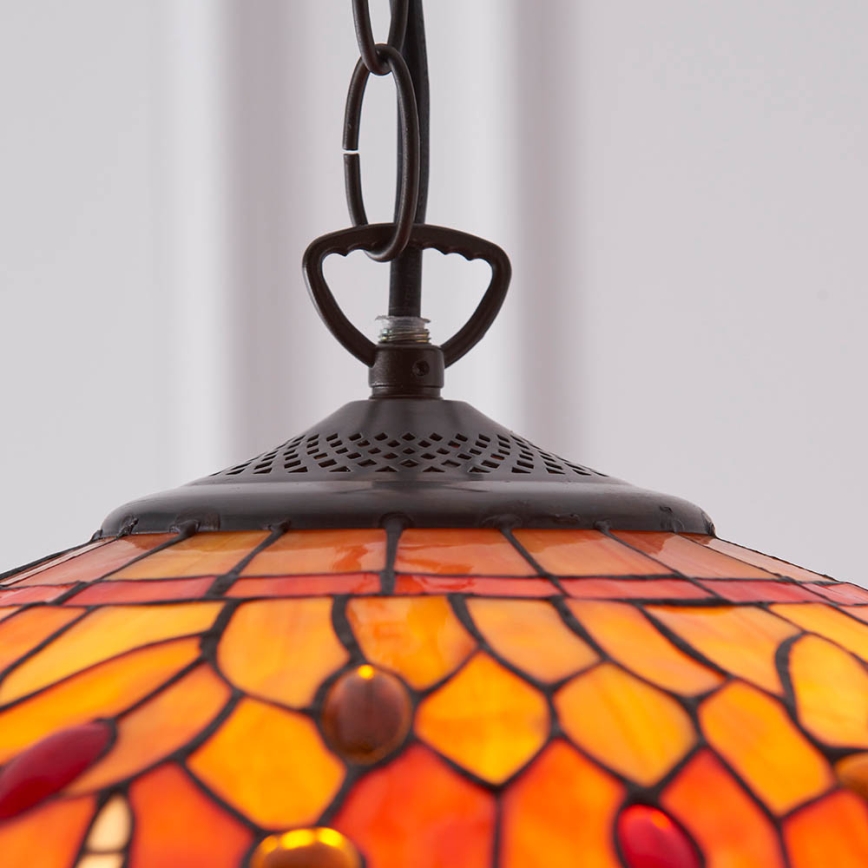 Endon 64081 - Riippuvalaisin ketjulla Tiffany DRAGONFLY 3xE27/60W/230V Ø 41 cm
