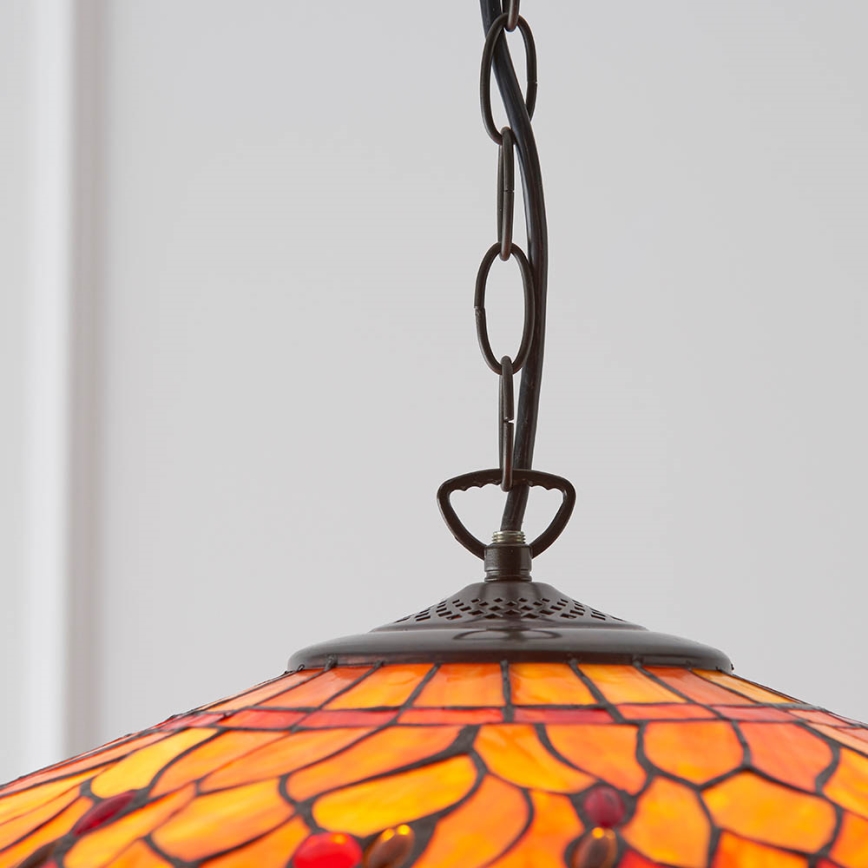 Endon 64082 - Ketjulla varustettu Tiffany DRAGONFLY -riippuvalaisin 3xE27/60W/230V, halkaisija 50 cm