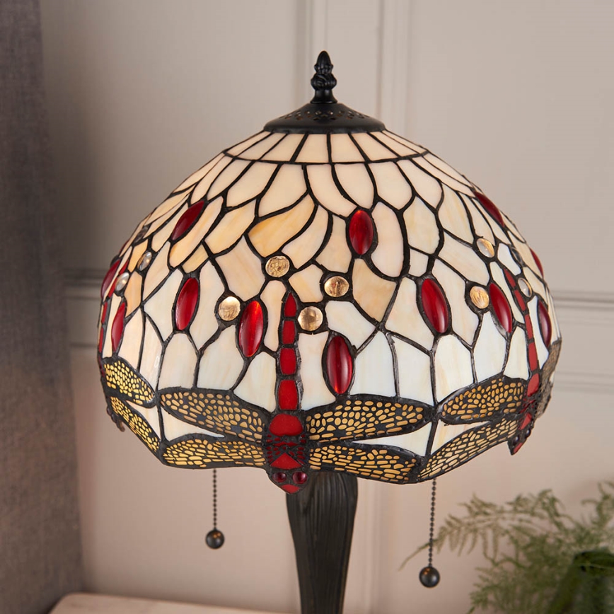 Endon 64086 - Pöytävalaisin Tiffany DRAGONFLY 2xE27/60W/230V Ø 30 cm