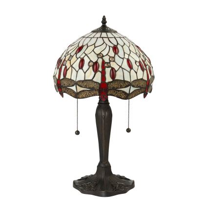 Endon 64086 - Pöytävalaisin Tiffany DRAGONFLY 2xE27/60W/230V Ø 30 cm