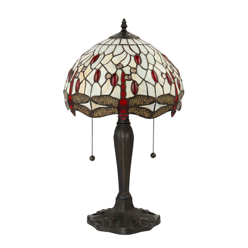 Endon 64086 - Pöytävalaisin Tiffany DRAGONFLY 2xE27/60W/230V Ø 30 cm