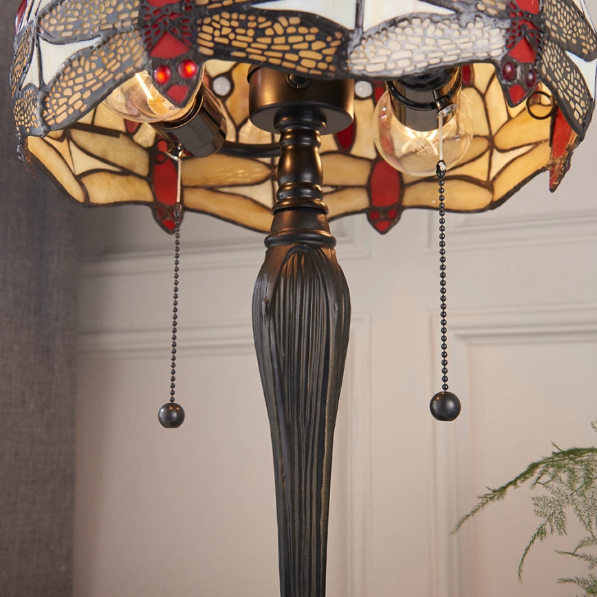 Endon 64086 - Pöytävalaisin Tiffany DRAGONFLY 2xE27/60W/230V Ø 30 cm