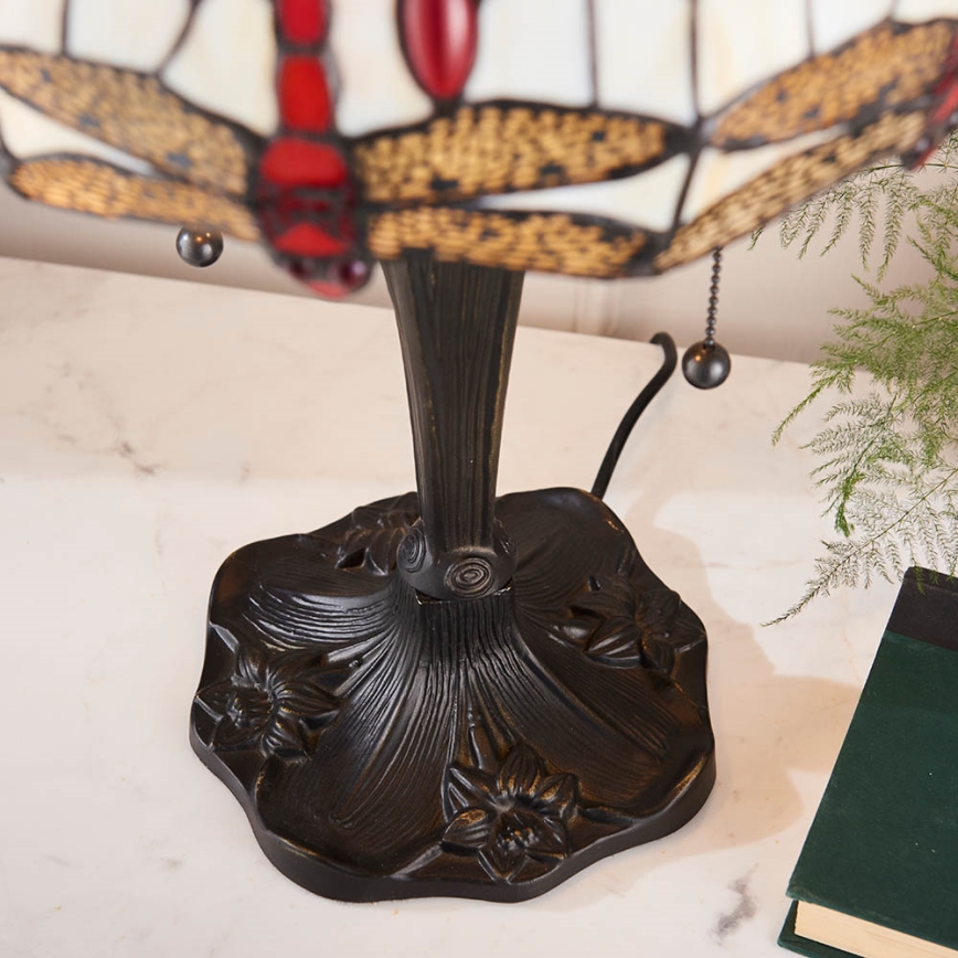 Endon 64086 - Pöytävalaisin Tiffany DRAGONFLY 2xE27/60W/230V Ø 30 cm