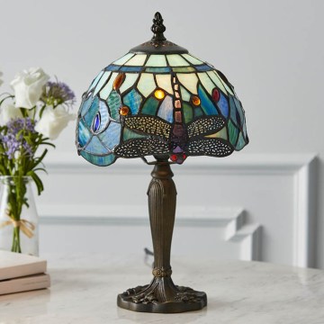 Endon 64088 - Pöytälamppu Tiffany DRAGONFLY 1xE14/7W/230V halkaisija 20 cm