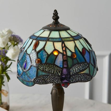 Endon 64088 - Pöytälamppu Tiffany DRAGONFLY 1xE14/7W/230V halkaisija 20 cm