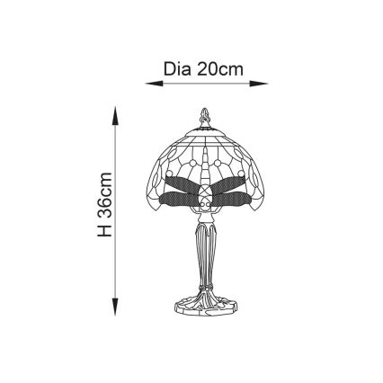 Endon 64088 - Pöytälamppu Tiffany DRAGONFLY 1xE14/7W/230V halkaisija 20 cm