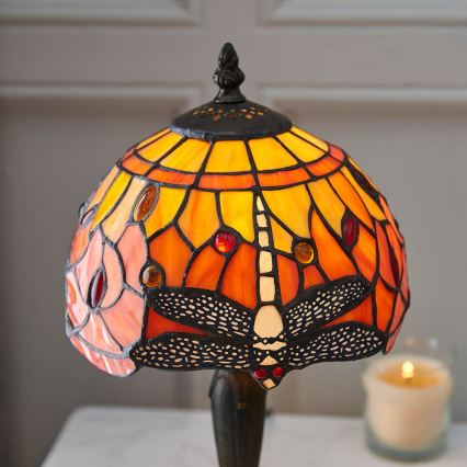 Endon 64091 - Pöytälamppu Tiffany DRAGONFLY 1xE14/40W/230V halkaisija 20 cm