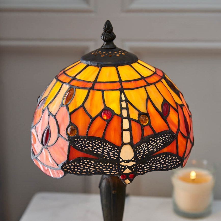 Endon 64091 - Pöytälamppu Tiffany DRAGONFLY 1xE14/40W/230V halkaisija 20 cm