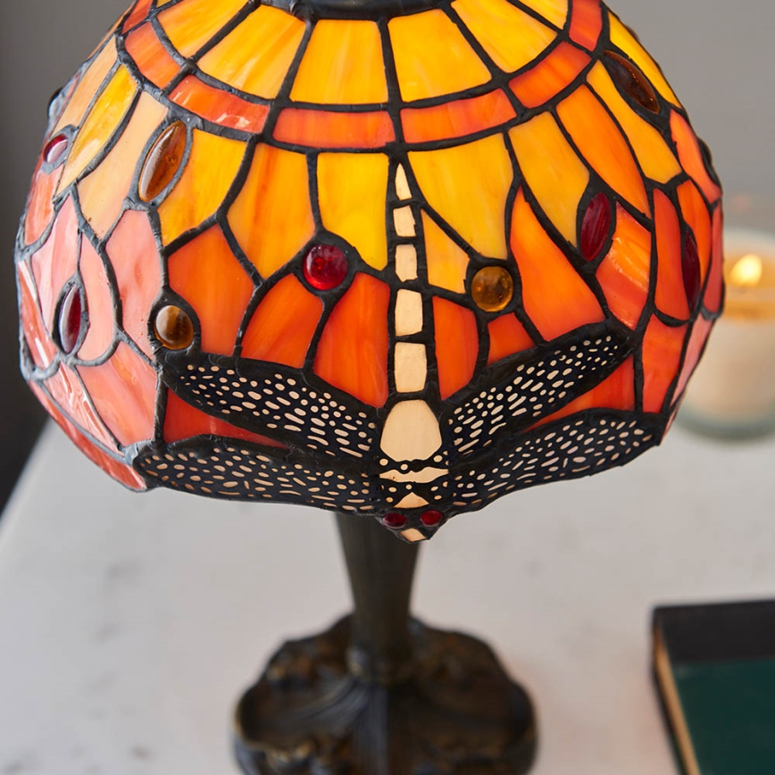 Endon 64091 - Pöytälamppu Tiffany DRAGONFLY 1xE14/40W/230V halkaisija 20 cm