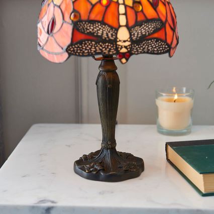 Endon 64091 - Pöytälamppu Tiffany DRAGONFLY 1xE14/40W/230V halkaisija 20 cm