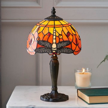 Endon 64091 - Pöytälamppu Tiffany DRAGONFLY 1xE14/7W/230V Ø 20 cm