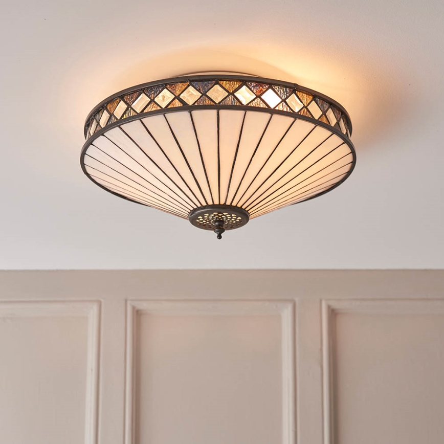 Endon 64145 - Tiffany FARGO - kattovalaisin 2xE27/60W/230V, halkaisija 41,5 cm
