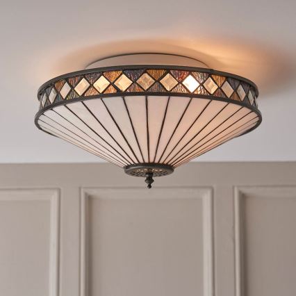 Endon 64145 - Tiffany FARGO - kattovalaisin 2xE27/60W/230V, halkaisija 41,5 cm