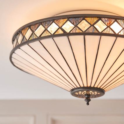 Endon 64145 - Tiffany FARGO - kattovalaisin 2xE27/60W/230V, halkaisija 41,5 cm