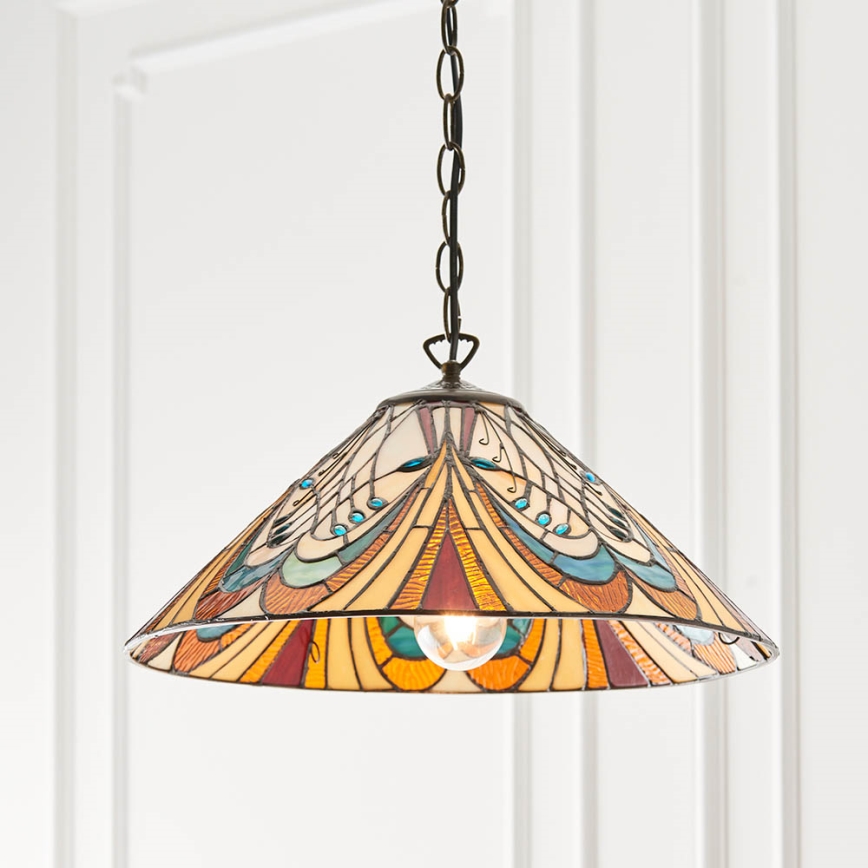 Endon 64162 - Tiffany-tyylinen riippuvalaisin ketjulla HECTOR 1xE27/60W/230V Ø 40 cm