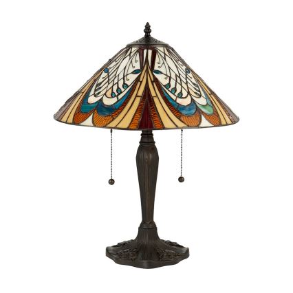 Endon 64163 - Tiffany-pöytälamppu HECTOR 2xE27/60W/230V, halkaisija 40 cm