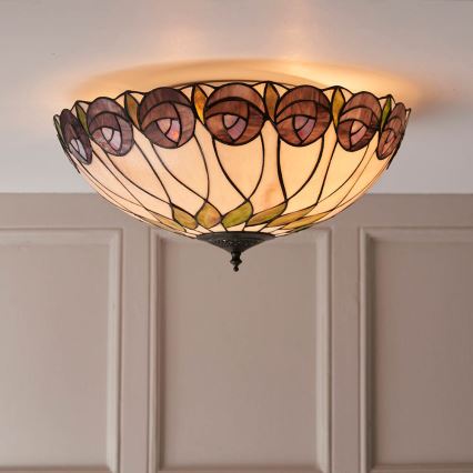 Endon 64173 - Tiffany-kattovalaisin HUTCHINSON 2xE27/60W/230V, halkaisija 50 cm