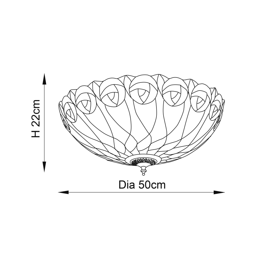Endon 64173 - Tiffany-kattovalaisin HUTCHINSON 2xE27/60W/230V, halkaisija 50 cm