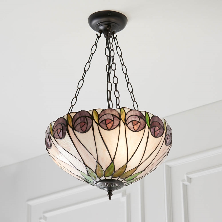 Endon 64175 - Tiffany HUTCHINSON - kattokruunu ketjulla 3xE27/60W/230V, halkaisija 40 cm
